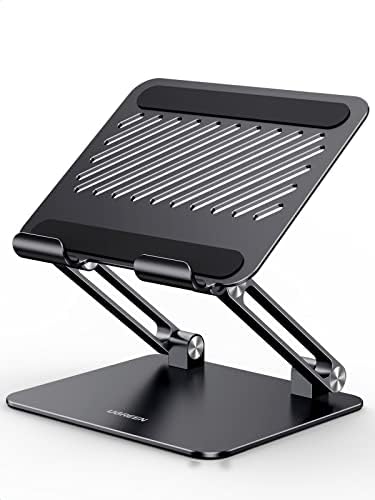 UGREEN Tablet Stand Holder for Desk Dual Rod Support Aluminum Tablet Holder Adjustable Multi-Angle Home Office Accessories Compatible with iPad Pro 13 12 11 10.5 Air Mini 5 4 3 2 Phone E-Reader Black