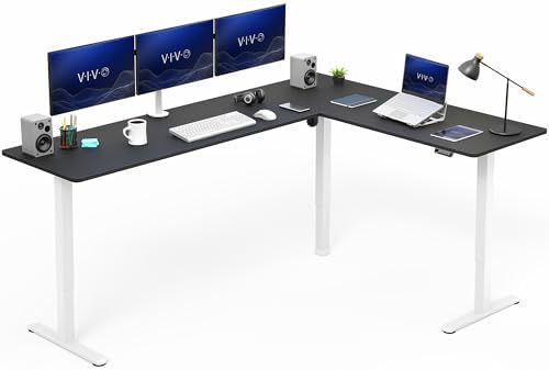 VIVO Black 84 x 63 in Corner Standing Desk, DESK-E3CTWB-84