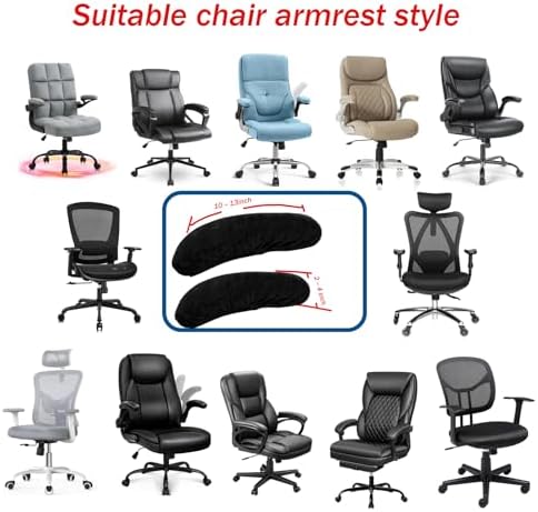 Office Chair Arm Rest Cover Velvet Office Chair Armrest Covers Stretchable Removable Armrest Protectors for Desk Chairs Computer Chair Gaming(Office Chair Arm Covers 2Pcs, Black)