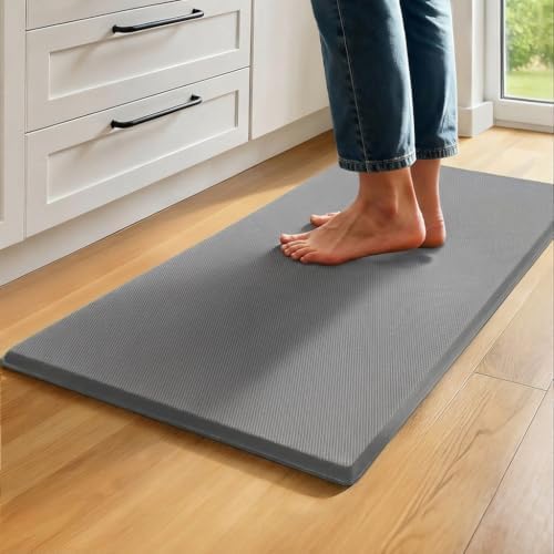 Kitchen Mat Cushioned Anti Fatigue, 0.75" Waterproof,Non Slip Kitchen Rugs, Memory Foam Comfort Mat for Standing at Home,Office,Sink,Laundry(20"x47.2" Grey)