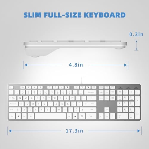 Wired USB Keyboard, Comfortable Quiet Chocolate Keys, Durable Ultra-Slim Computer Keyboard Wired(QWERTY) for PC, Windows 11/10/8/7/XP/Vista KB1430 (Sliver-1, Wired Keyboard for Windows)