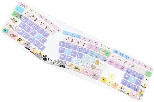 Silicone Keyboard Cover Compatible with Logitech Ergo K860 Ergonomic Keyboard US Layout, Logitech K860 Accessories, Cute Cat