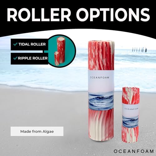 Oceanfoam Tidal Roller - Massage Foam Roller for Exercise (Red Marbled)