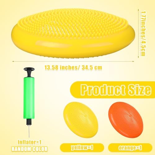 Silipull 2 Pcs Wiggle Seat Inflated Wobble Cushion Flexible Balance Disc with Air Pump for Core Stability Strengthening Improving Posture Physical Exercise