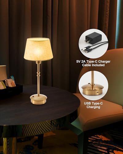 UMEXUS 2 Pack Small Cordless Rechargeable Table Lamp, Battery Operated Lamp