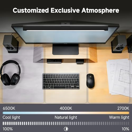Computer Monitor Light Bar- LED Monitor Light Lamp with 4 Adjustable Brightness/Color Temperature- Eye-Caring USB Computer Lamp Dimmable Screen Light Bar for Work and Office