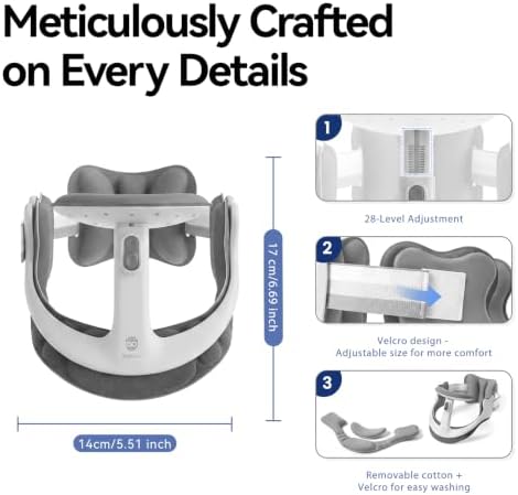 Neck Posture Corrector with Rear Neck Support, Cervical Collar（Gray, Large）