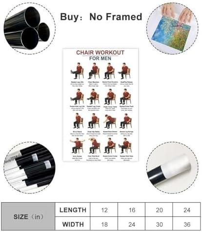 Tai Chi Chair Workouts for Men Chair Exercise Chart Home Workout Plan Canvas Poster Bedroom Decor Room Decor Unframe 12x18inch