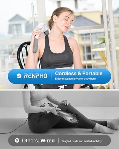 RENPHO Cordless Handheld Massager, 5 Adjustable Speeds and Massage Modes