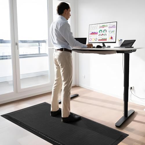 Nisorpa Anti Fatigue Mats Industrial 3' x 5' Ergonomic Standing Mat 15/16" Extra Thick Shop Floor Mat Heavy Duty Commercial Diamond Plate Safty Mat Support for Leg & Back Pain, Black