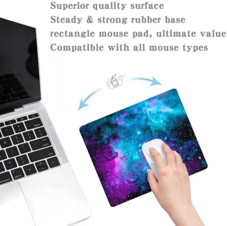 Galaxy Space Mouse Pad, Blue and Purple Nebula Anti-Slip Gaming Mousepad, Small Mouse Pads for Desk Computers Laptop Office