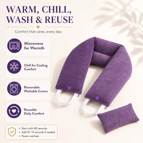 Premium Lavender Microwavable Neck Wrap Set, Heating Pad with Eye Pillow