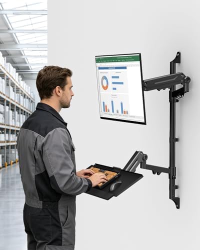 PUTUOSEN Wall Mount Monitor Arm with Keyboard Tray for 17 to 32 Inch
