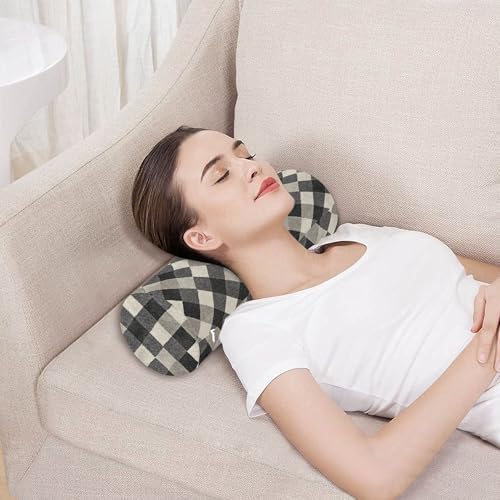 Long Bolster Pillow Cervical Neck Roll Pillow Cylinder Round Pillow for Back Pillows Cylinder Pillow Support for Legs Argyle Plaid Dimgray