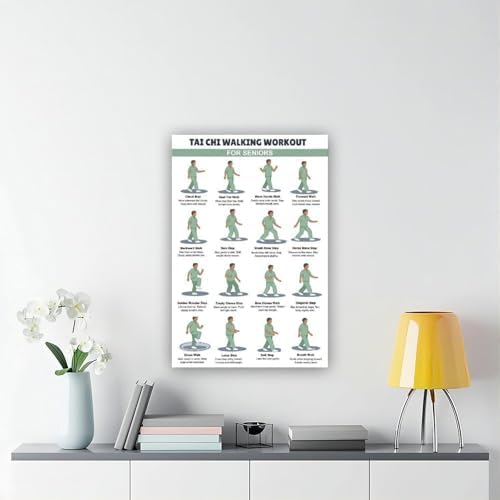 Printable Tai Chi Walking for Seniors Tai Chi Walking Chart Exercise Chart Canvas Poster Wall Art for Living Room Bedroom Decor Unframe 16x24inch