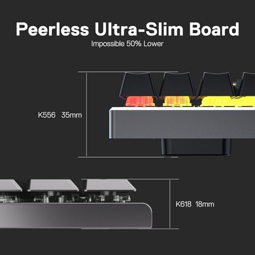 Redragon K618 PRO Wireless Ultra-Thin Gaming Keyboard, Macro & Media Scroll