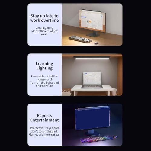 Dpofirs USB Eye Care Reading Monitor Light Bar, 3 Color Desk Light for Home Study Gaming, 245Ml
