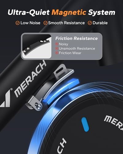 MERACH Exercise Bike, Magnetic Friction Stationary Bike for Home with APP