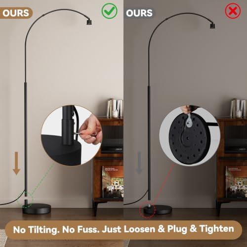 Ambimall Rustic Arc Floor Lamp, Color Temp and Brightness Adjustable,Black