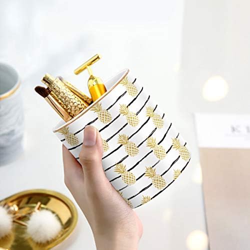 Cute Pineapple Pencil Holder for Desk, Large Capacity Colored Pen Cup Holder, Pretty Office Desk Accessories for Girls Women, Ceramic Workspace Organizers, Makeup Brush Holder for Home, Yellow