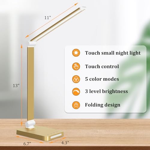LED Desk Lamp with USB Ports,Touch Desk Lamps for Home Office with 5 Modes