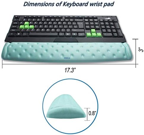 BRILA Memory Foam Mouse & Keyboard Wrist Rest Support Pad Cushion Set for Computer, Laptop, Office Work, PC Gaming - Massage Holes Design - Easy Typing Wrist Pain Relief (Aquamarine)
