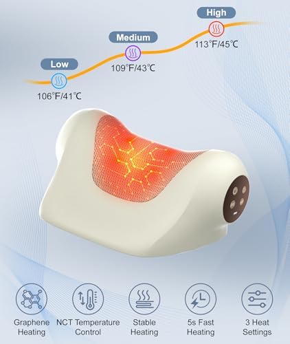 Neck Massager with Heat, Red Light & Vibration Adjustable, Heated Neck Stretcher with 3 Modes, Rechargeable Cervical Traction Device for Pain Relief & Muscle Relaxation, Gift for Women Men