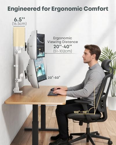 Dual Ultrawide Monitor Mount for 24-57'' Screens, Max Load 59.4 lbs per Arm