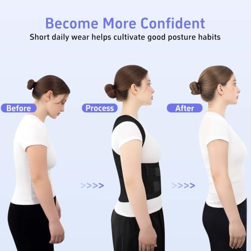 Back Brace Posture Corrector for Women and Men Upgraded Dynamic Traction Correction System Adjustable Shoulder Support Straightener Helps Reduce Upper Lower Back Pain Suitable for Hump Scoliosis Black Medium