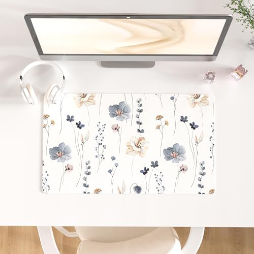 QIYI PU Leather Large Mouse Pad, Waterproof Desk Mat, 23.6" x 13.8", Sprigs