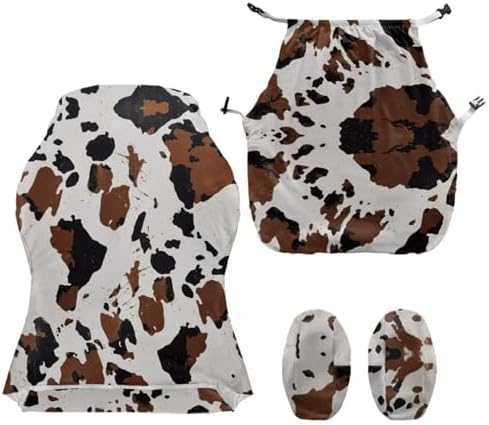 Cow Print Gaming Chair Cover with Armrest Cover 4 pcs Set Zippered Stretchable Slipcover Cat Proof Scratch Resistant Wastern Universal Rotating Desk Chair Protector