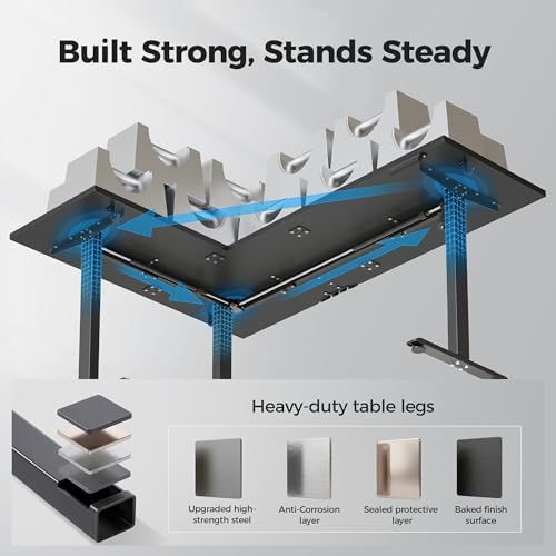 Agilestic L Shaped Standing Desk 63 inch Adjustable Height, Electric Corner Standing Desk, Sit Stand Computer Table with Splice Board, Black