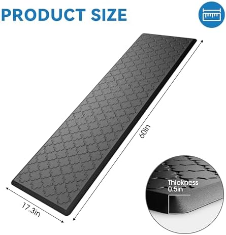 Kitchen Mats for Floor, Long Anti Fatigue Cushioned Mat, Black