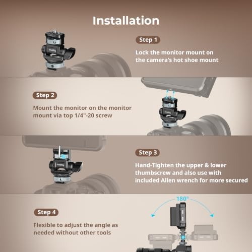 SMALLRIG Camera Monitor Mount with Cold Shoe, Horizontal&Vertical Shooting