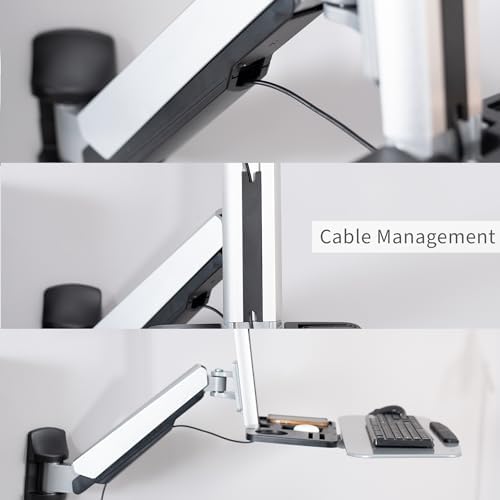 VIVO Single Monitor and Keyboard Counterbalance Sit-Stand Wall Mount, Ergonomic Standing Transition Workstation STAND-SIT1W