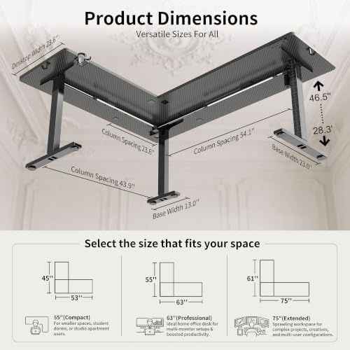 WALKINGDESK 75x61 Inches Reversible L Shaped Standing Desk Height Adjustable with Cup Holder, Electric Corner Computer Workstation for Home Office, Ergonomic Sit Stand up Gaming Desk, Black