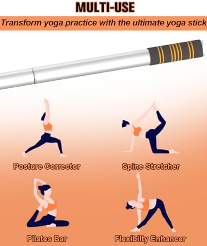 Queension 5ft Yoga Stick Adjustable Stretching Bar for Mobility & Balance