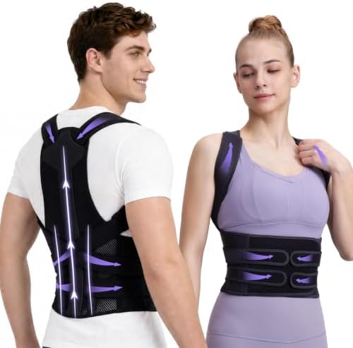 Posture Corrector for Women and Men, Adjustable Back Brace, Black, Large