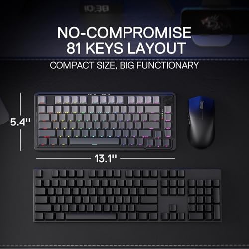 Redragon K673 PRO Wireless 81-Key RGB Gasket Gaming Keyboard, Scroll Knob