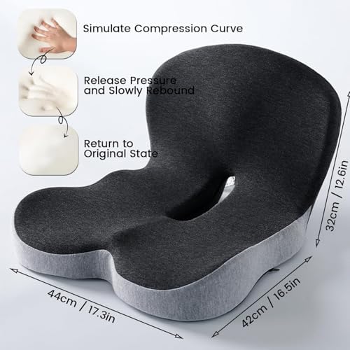 Orthopedic Cushion L-Shaped Memory Foam Seat Cushion, Ergonomic Office Chair Cushion with Lumbar Support for Desk, Car, Wheelchair Chair (B-Pink)