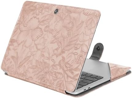 MOSISO PU Leather Sleeve Case, Embossed Hibiscus Portfolio Protective Stand Cover