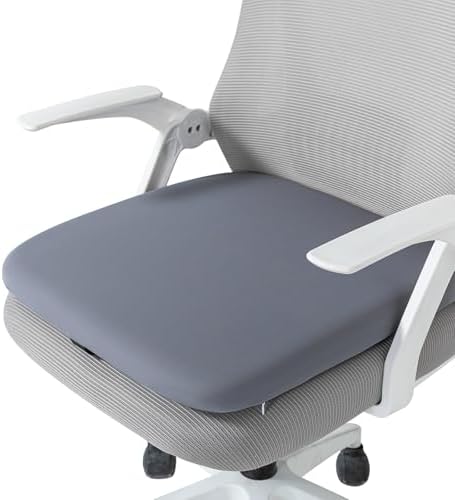 SheRest Office Chair Cushion with Straps, Memory Foam Seat Cushion with Removable Cover, Suitable for Office Chairs, Car Seats, and Airplane Seats, Gray, Large