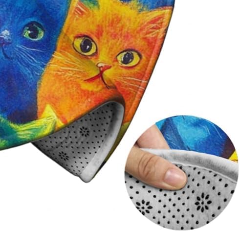 Highly Premium Quality Floor Mat, Office Chair Decor Mat, Room Sofa Yoga Soft Round Carpet Colorful Cats Art, 60inch