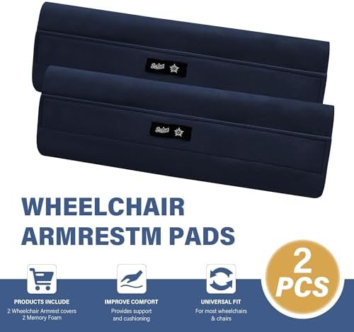 SPRING SEAON Wheelchair Armrest Covers, Soft Suede Memory Foam Pads, 1 Pair