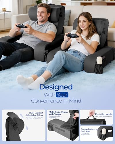 Kayfia Reading Pillow, 30-90° Stepless Adjust Angle Height, Medium, Black