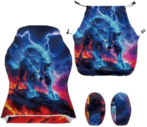 Gaming Chair Covers Slipcovers, Stretch Removable Washable Computer Reclining Gaming Chair Protector Slipcovers with Armrest Cover Wolf Galaxy
