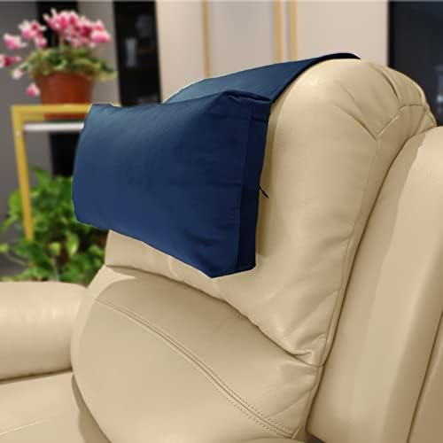 Velvet Recliner Headrest Pillow, Non-Slip Neck Support, Navy