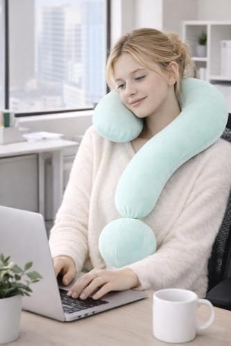 EVOLIVE Question Mark Neck Pillow 15"x24", Velvet Ergonomic Support(Mint)