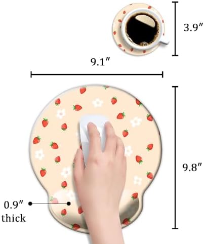 Ergo Comfort Gel Wrist Rest Mouse Pad-Ergonomic Office Mousepad with Wrist Support-Non-Slip, Design Desk Accessories Mat for Home&Game Decor Girly Strawberry