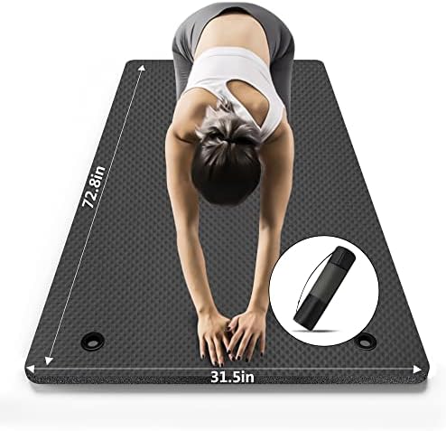 LFS Yoga Mat 72.8" x 31.5" x 2/5 inch Thick With Strap and Bag, Extra Wide